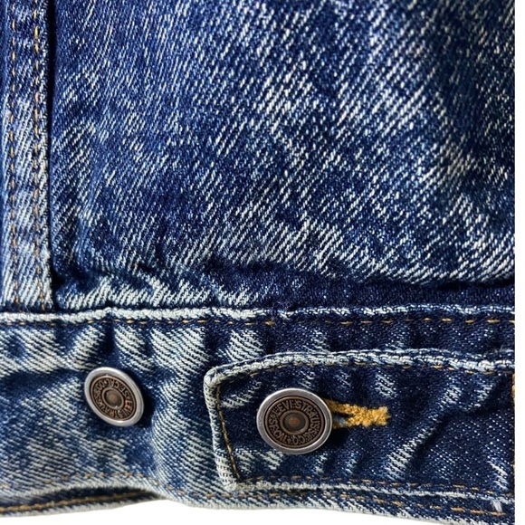 Men's Vintage 80s Levi's Trucker Jean Jacket 70508-0227 Acid Wash Denim Made in - Picture 5 of 14